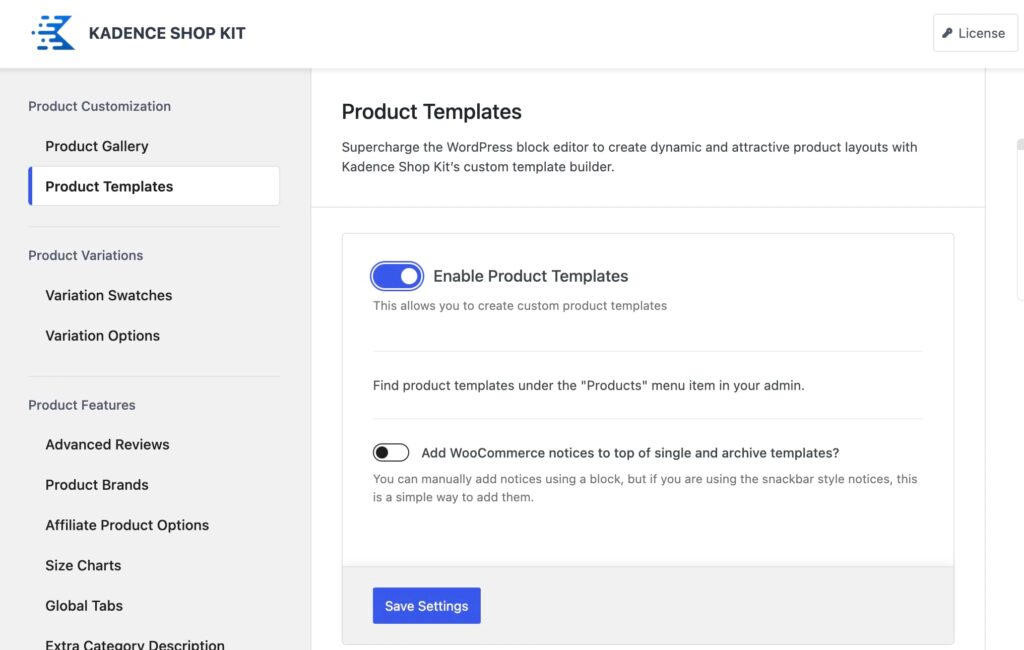 Enable Product templates