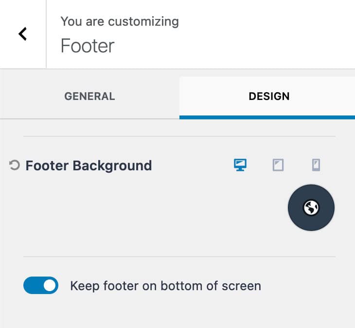 Footer Design Settings