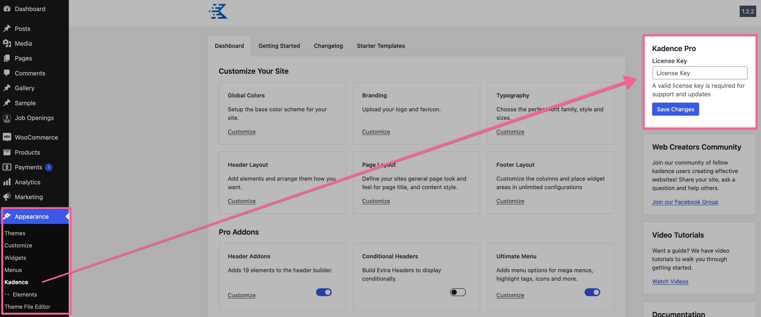 Kadence License Activation