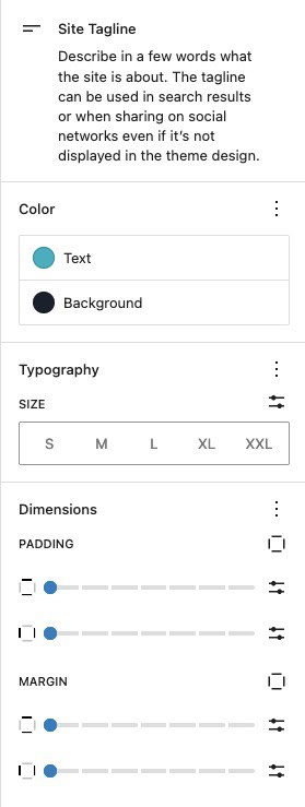 Site Tagline Settings and Styles