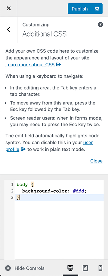 Adding custom CSS