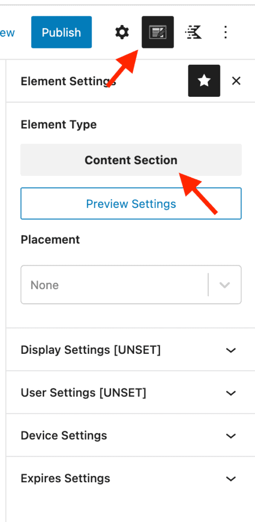 switch between different elements types