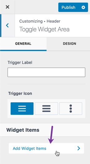 Toggle Widget Area general settings