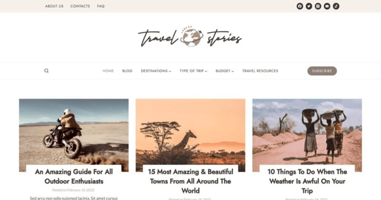 travel blog starter template